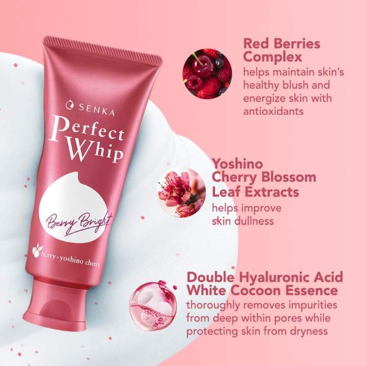 Shiseido Senka Perfect Whip Berry Bright Foam Cleanser (100g) - Image 3